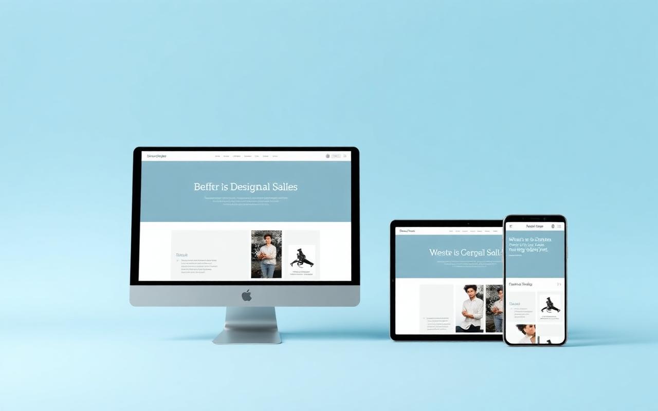 Responsive web design shown across desktop, tablet, and mobile devices